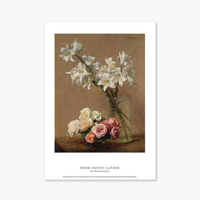 타임세일40%) [B4] 명화 포스터 011 Henri Fantin Latour Roses and Lilies 앙리 팡탱 라투르